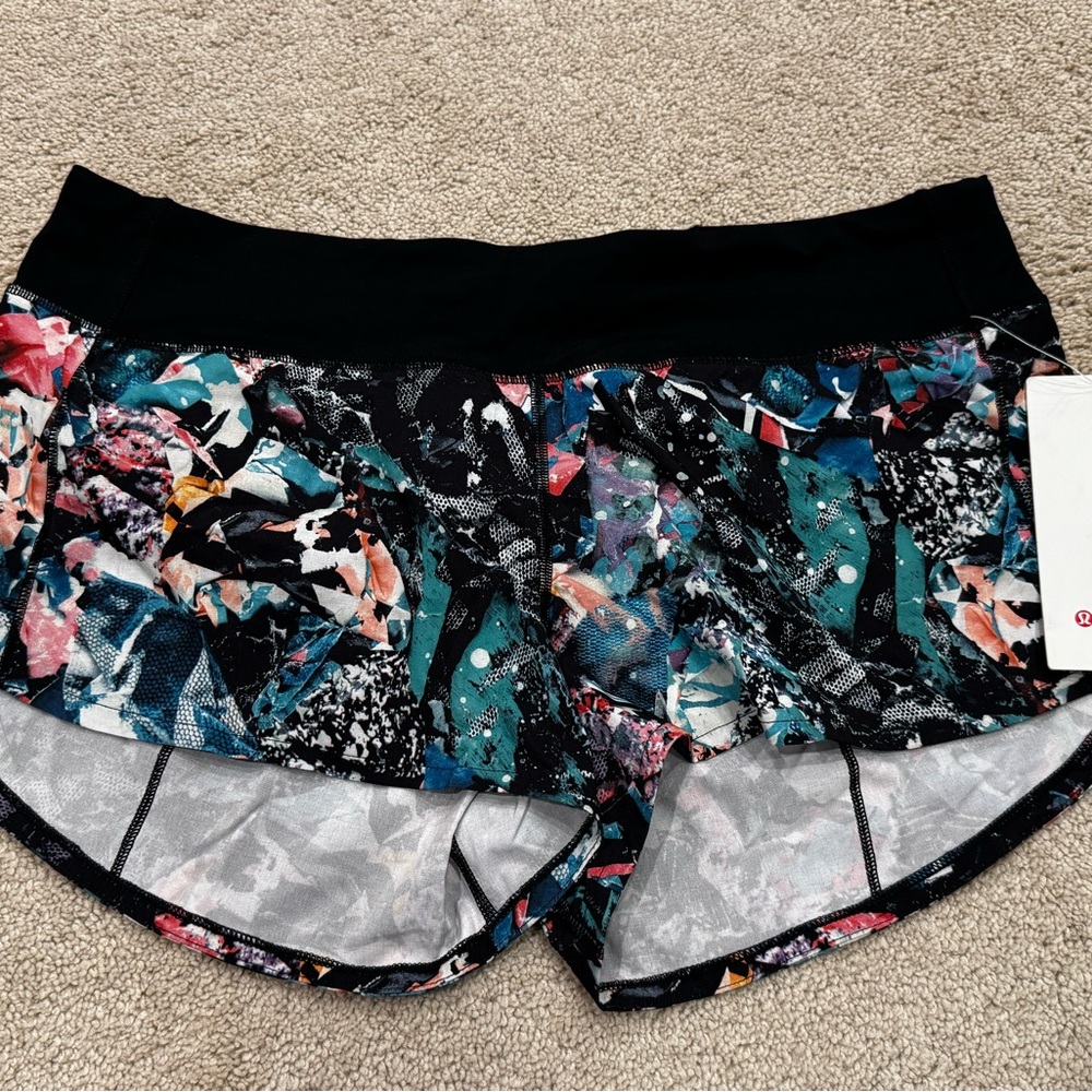 NWT Lululemon Speed Up LR Shorts 2.5" Lined CCMI/BLK Color Crush Multi Size 10
